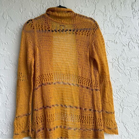 LUCKY BRAND Cardigan Women Small Longline Duster Knit Crochet Boho Wool - Picture 5 of 8